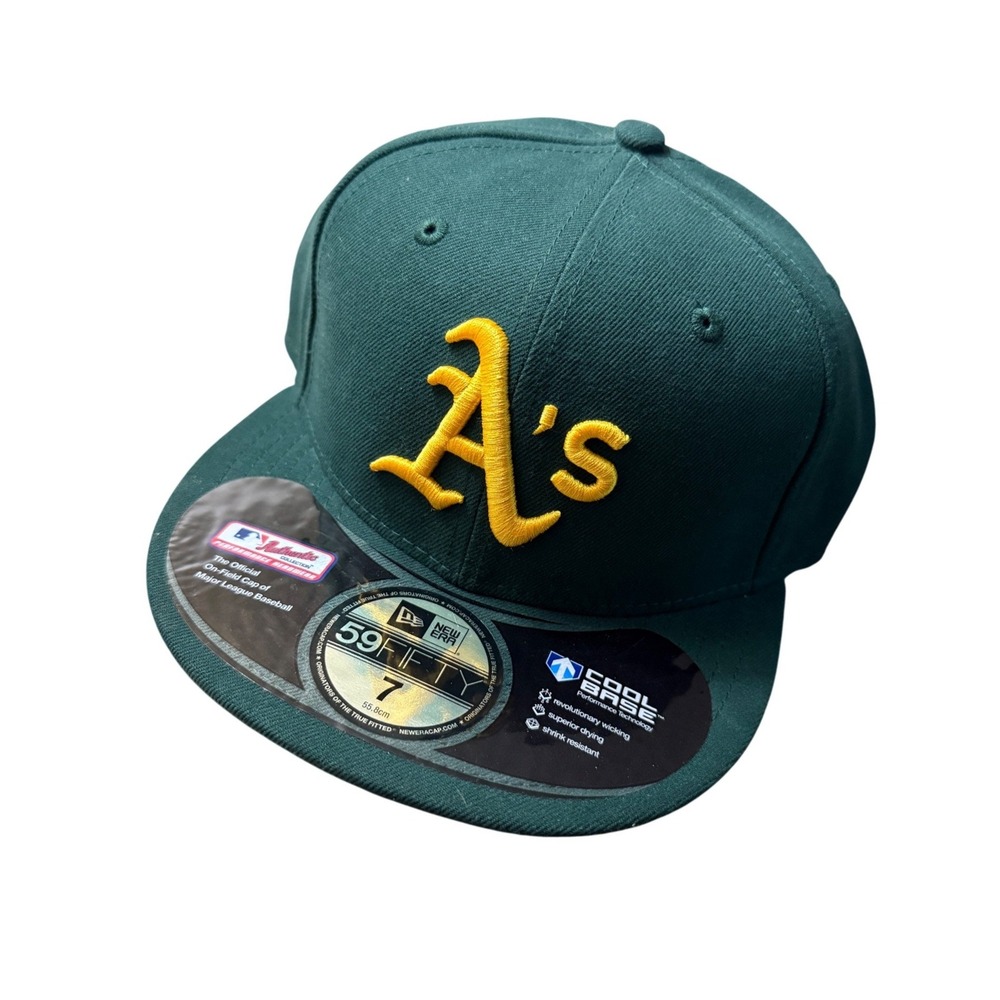 New Era Oakland Athletics Hat Mens Size 7 Green 59FIFTY Fitted MLB Cool Base Cap